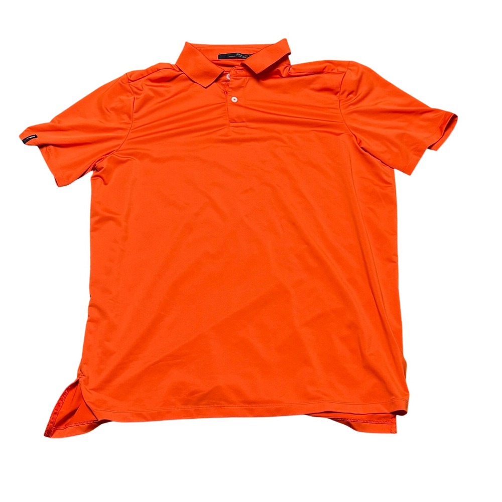 RLX‎ Ralph Lauren Orange Polo Shirt Men's L Side Slits Golf